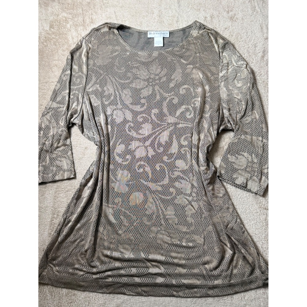 Dressbarn Woman Shimmery Tunic Top Plus Size 1X Y2K Layering Glam